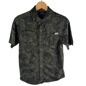 Polo Ralph Lauren Camouflage Short Sleeve Shirt Boys Large 14 16 Snap Button Up